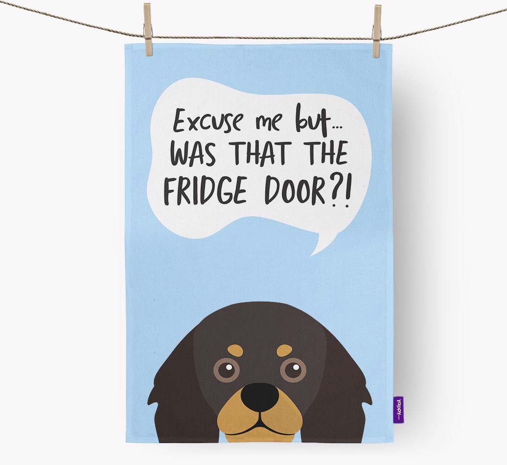 '...Was That The Fridge Door?!' - Personalised {breedFullName} Tea Towel