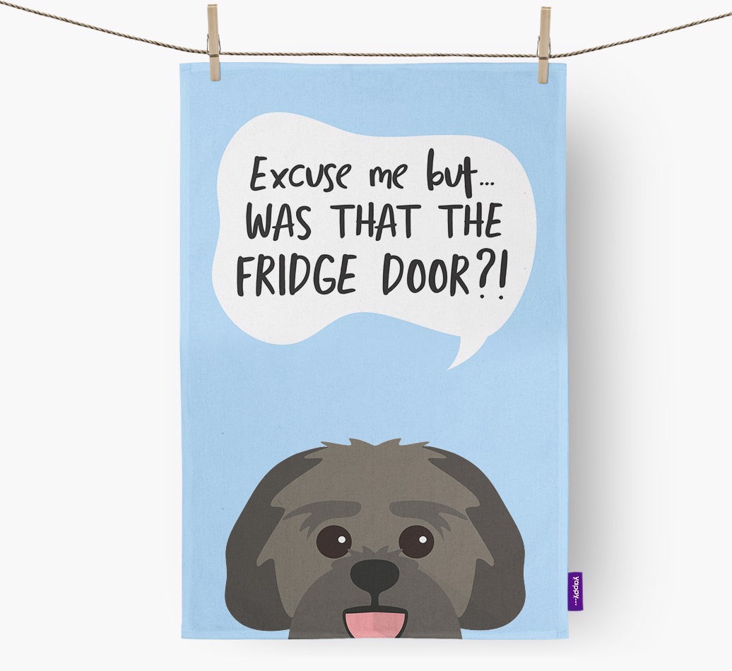 '...Was That The Fridge Door?!' - Personalised {breedFullName} Tea Towel
