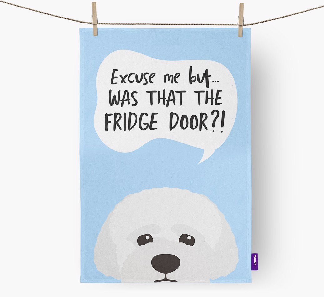 '...Was That The Fridge Door?!' - Personalised {breedFullName} Tea Towel