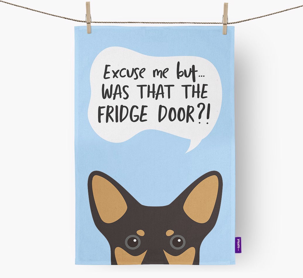 '...Was That The Fridge Door?!' - Personalised {breedFullName} Tea Towel