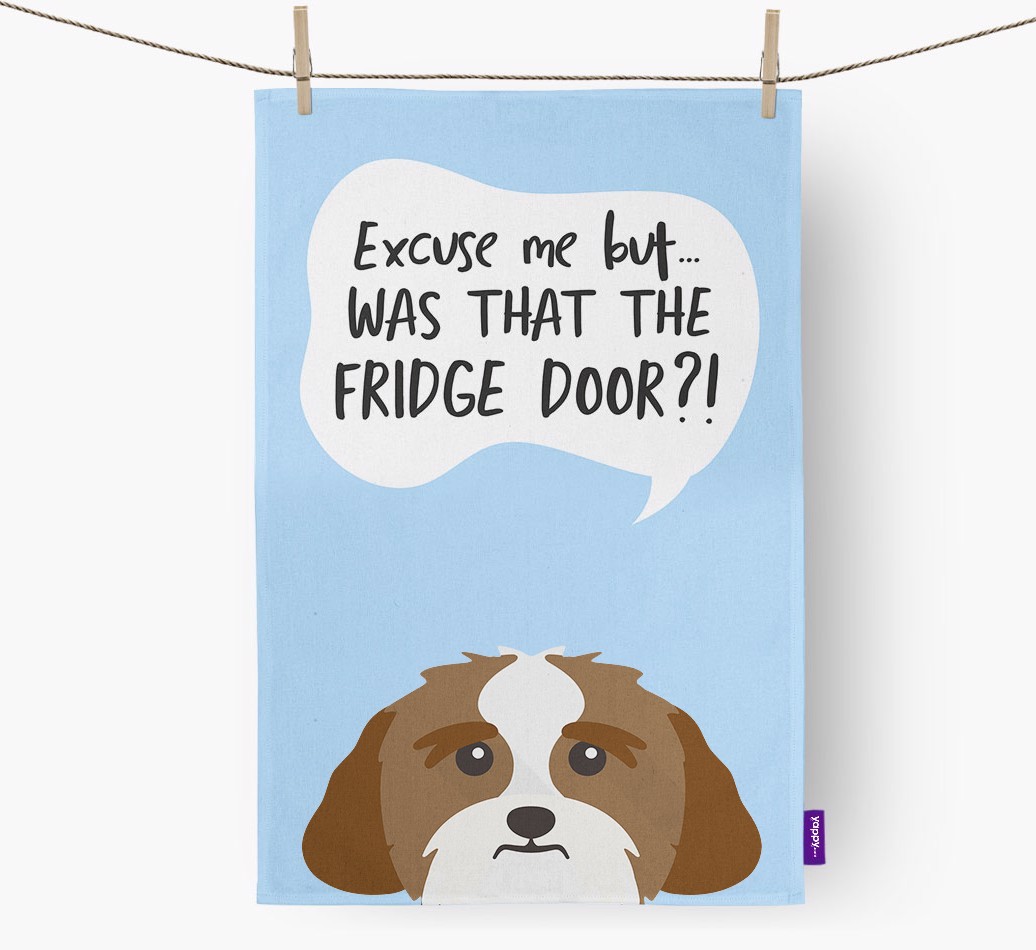 '...Was That The Fridge Door?!' - Personalised {breedFullName} Tea Towel