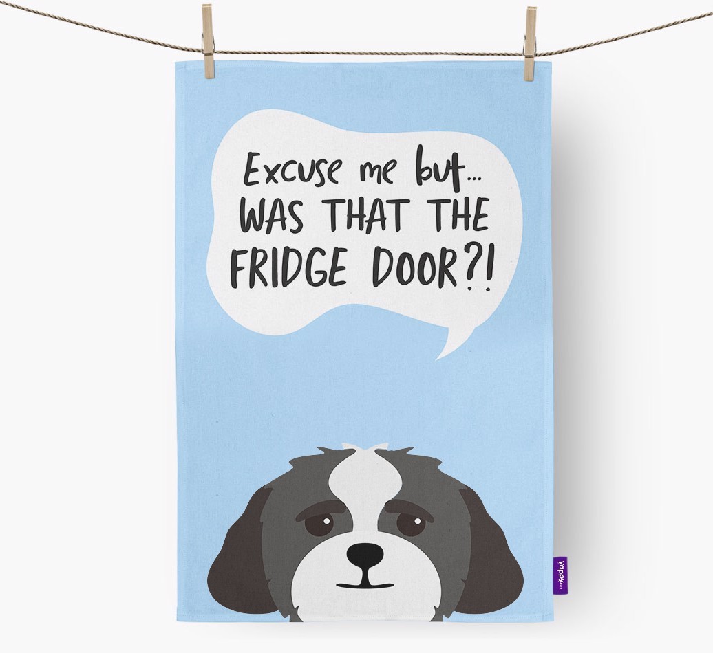 '...Was That The Fridge Door?!' - Personalised {breedFullName} Tea Towel