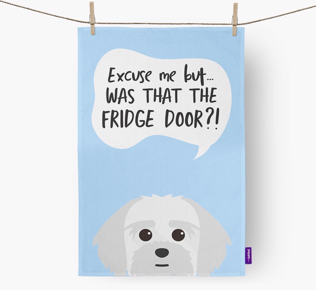 '...Was That The Fridge Door?!' - Personalised {breedFullName} Tea Towel