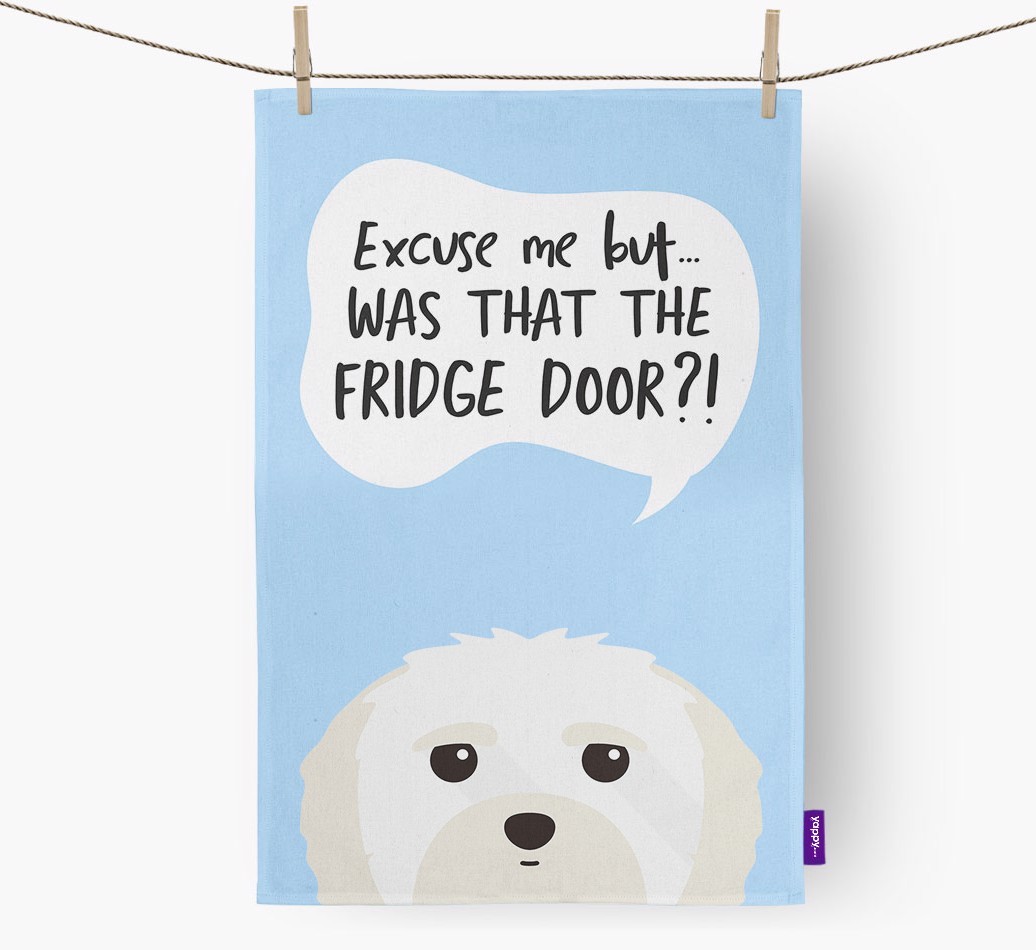 '...Was That The Fridge Door?!' - Personalised {breedFullName} Tea Towel