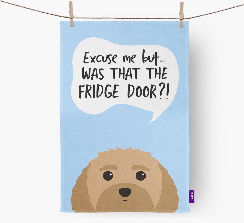 '...Was That The Fridge Door?!' - Personalised {breedFullName} Tea Towel