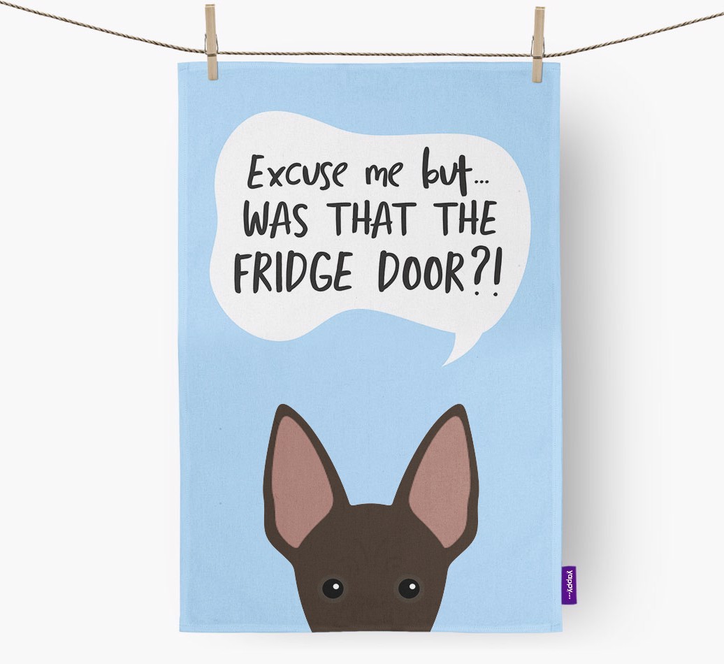 '...Was That The Fridge Door?!' - Personalised {breedFullName} Tea Towel