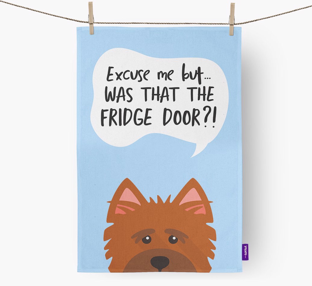 '...Was That The Fridge Door?!' - Personalised {breedFullName} Tea Towel