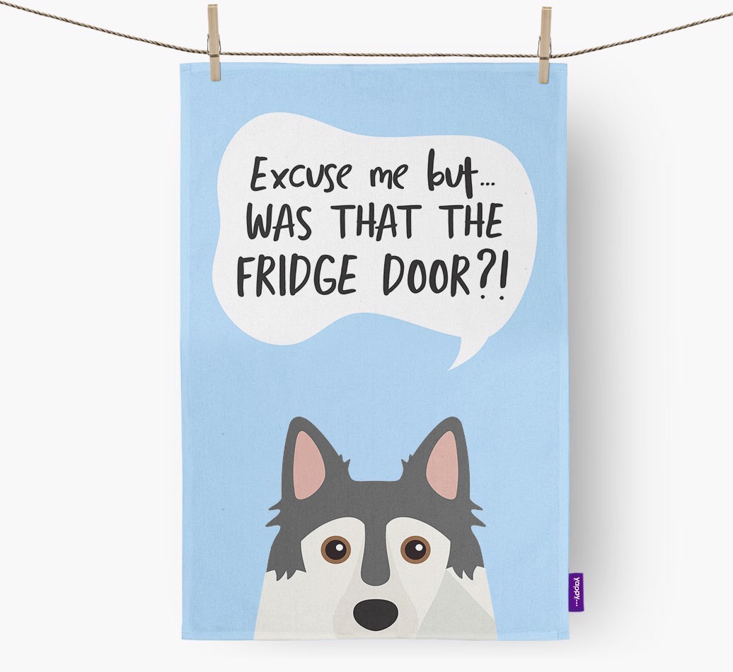 '...Was That The Fridge Door?!' - Personalized {breedFullName} Dish Towel