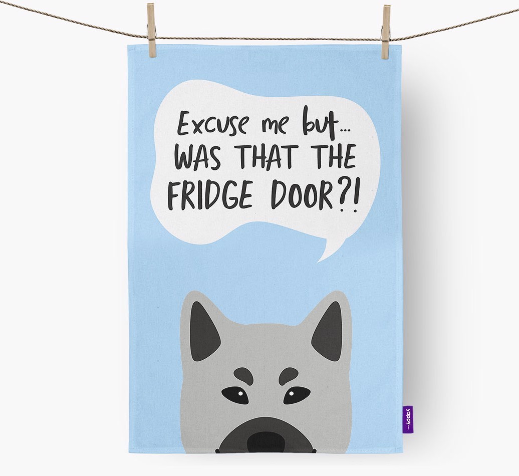 '...Was That The Fridge Door?!' - Personalised {breedFullName} Tea Towel