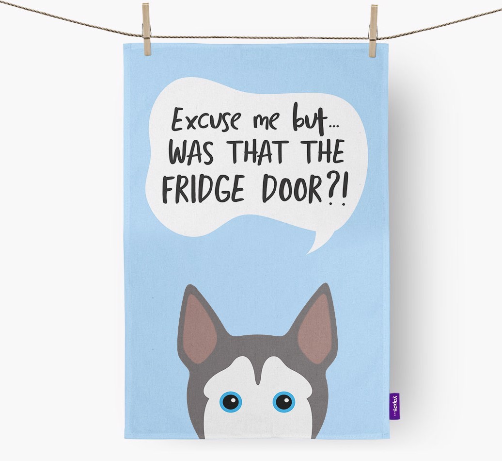 '...Was That The Fridge Door?!' - Personalised {breedFullName} Tea Towel