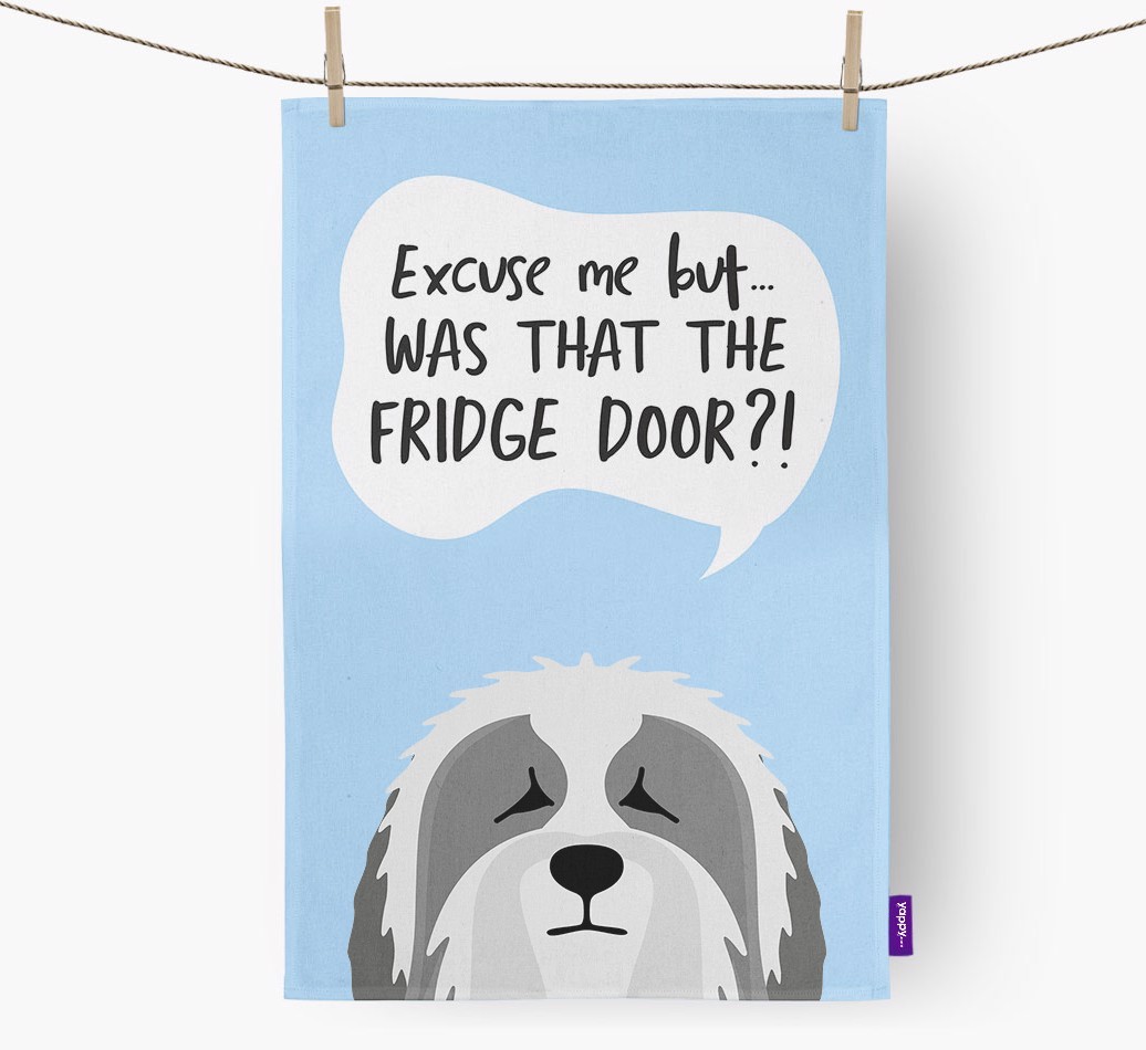 '...Was That The Fridge Door?!' - Personalised {breedFullName} Tea Towel