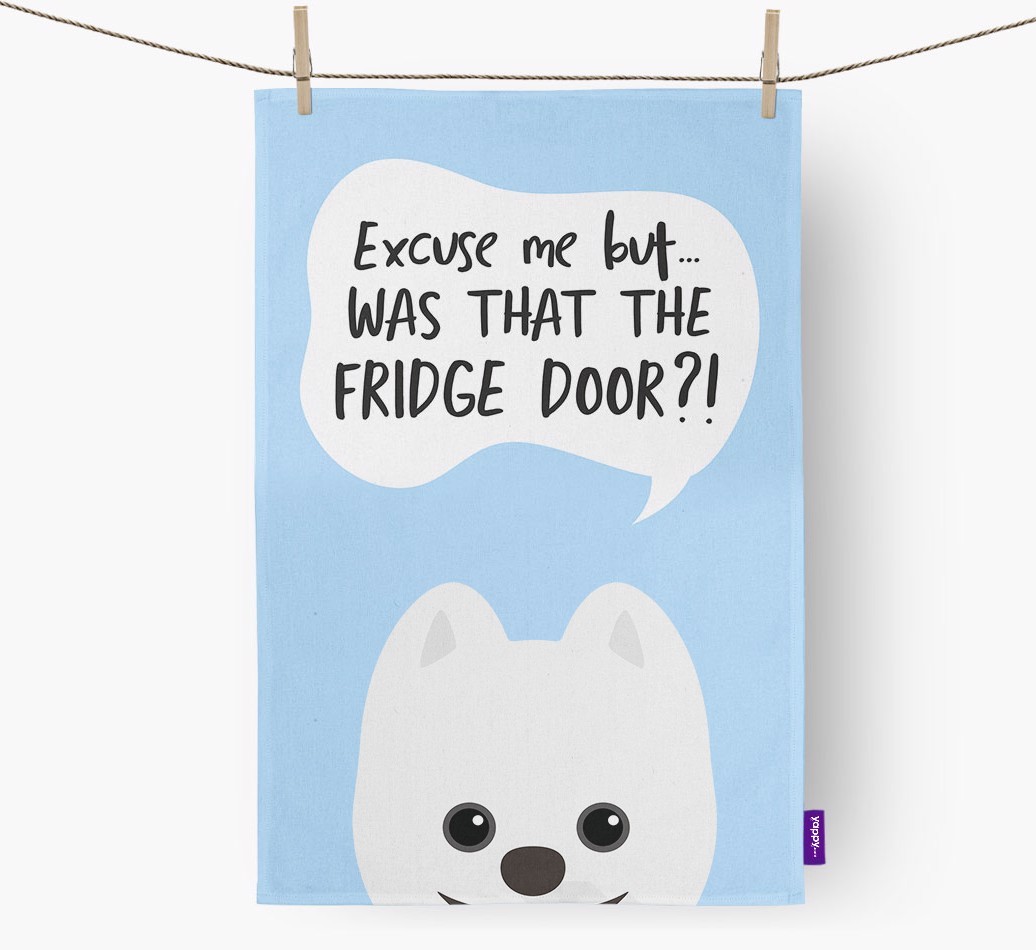 '...Was That The Fridge Door?!' - Personalised {breedFullName} Tea Towel