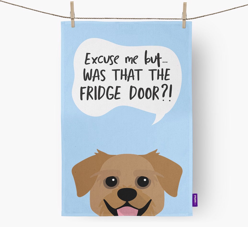 '...Was That The Fridge Door?!' - Personalised {breedFullName} Tea Towel