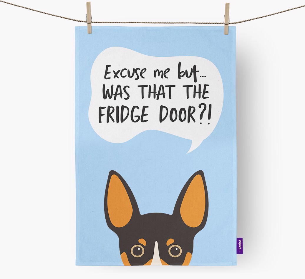 '...Was That The Fridge Door?!' - Personalised {breedFullName} Tea Towel