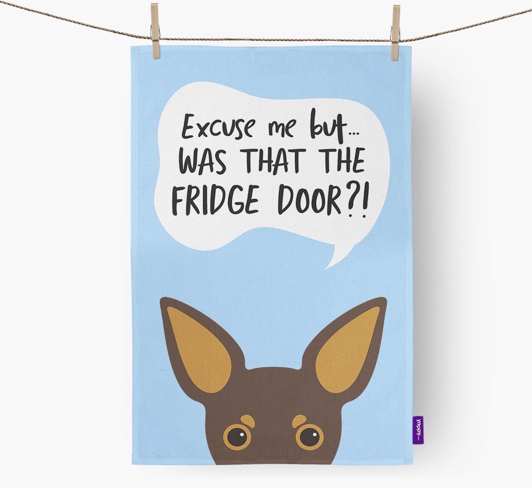 '...Was That The Fridge Door?!' - Personalised {breedFullName} Tea Towel