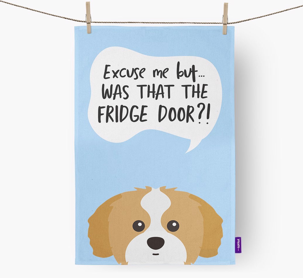 '...Was That The Fridge Door?!' - Personalised {breedFullName} Tea Towel