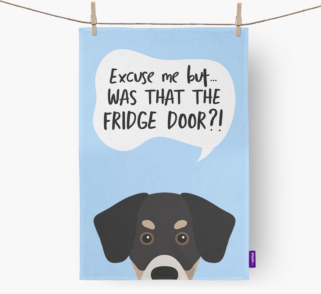 '...Was That The Fridge Door?!' - Personalised {breedFullName} Tea Towel
