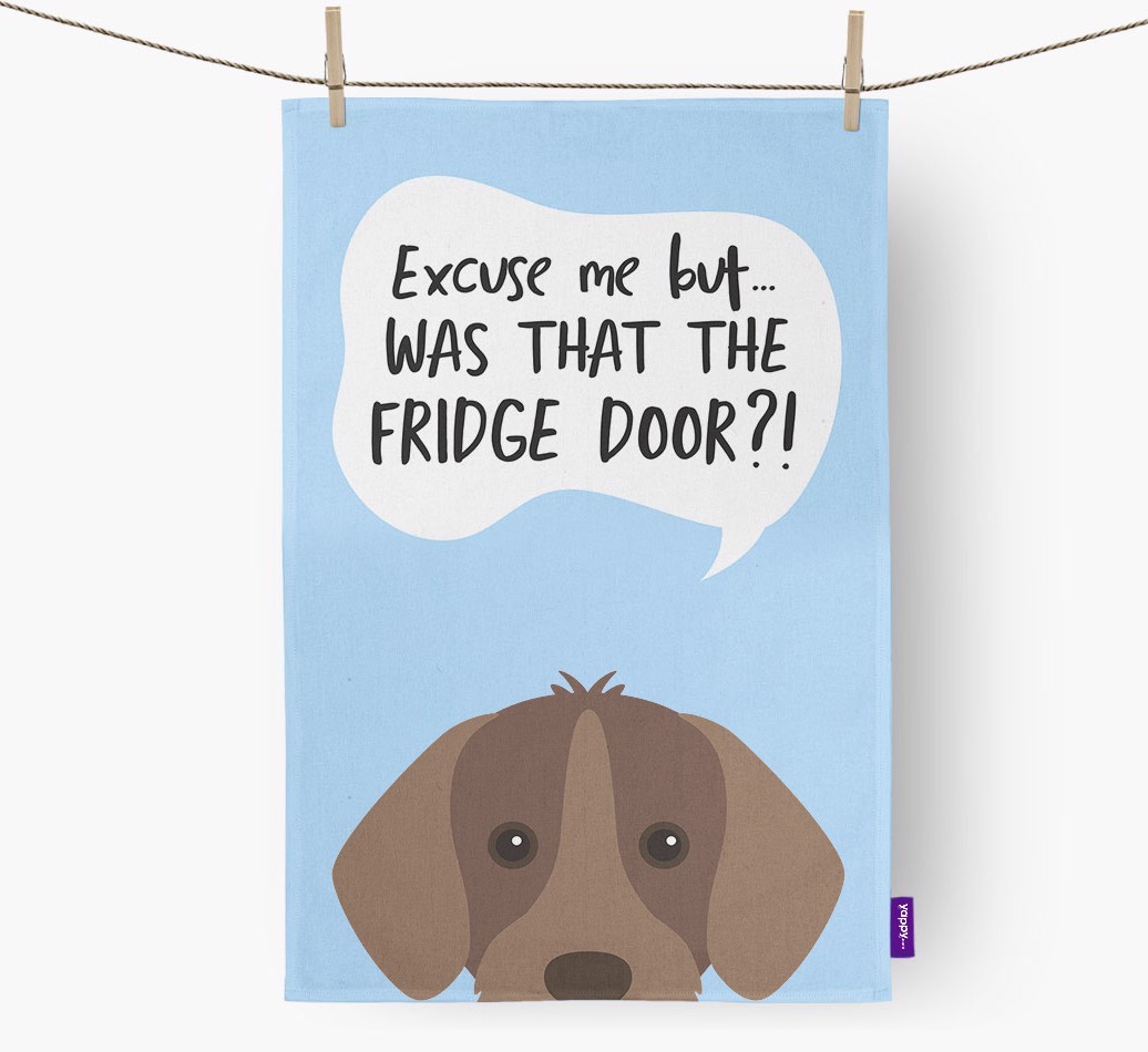'...Was That The Fridge Door?!' - Personalised {breedFullName} Tea Towel
