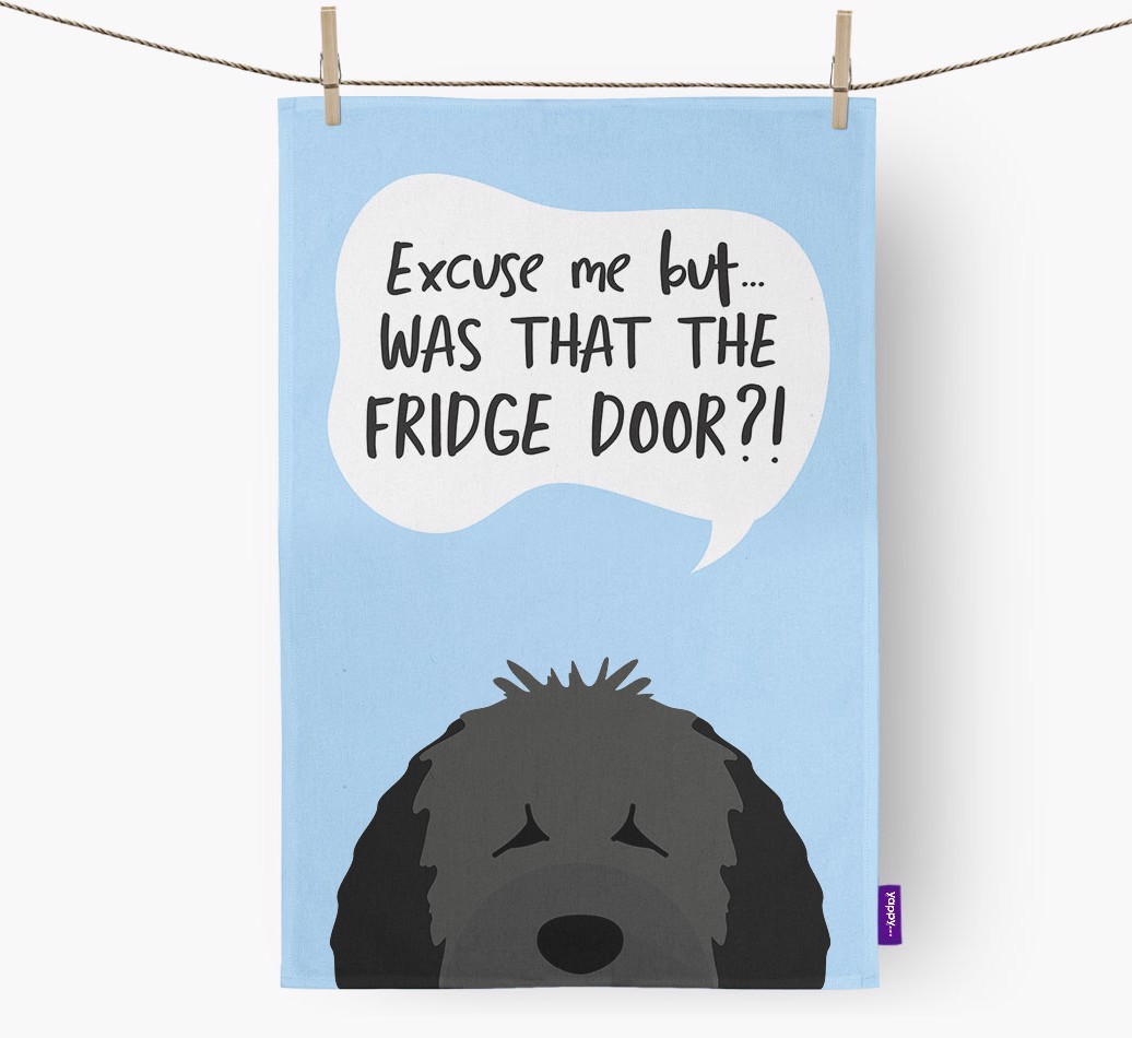 '...Was That The Fridge Door?!' - Personalised {breedFullName} Tea Towel