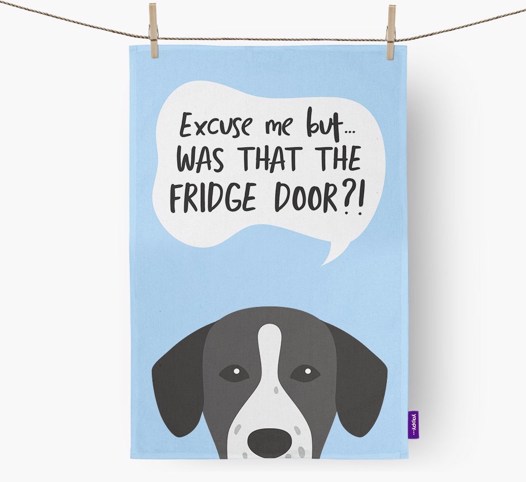 '...Was That The Fridge Door?!' - Personalised {breedFullName} Tea Towel