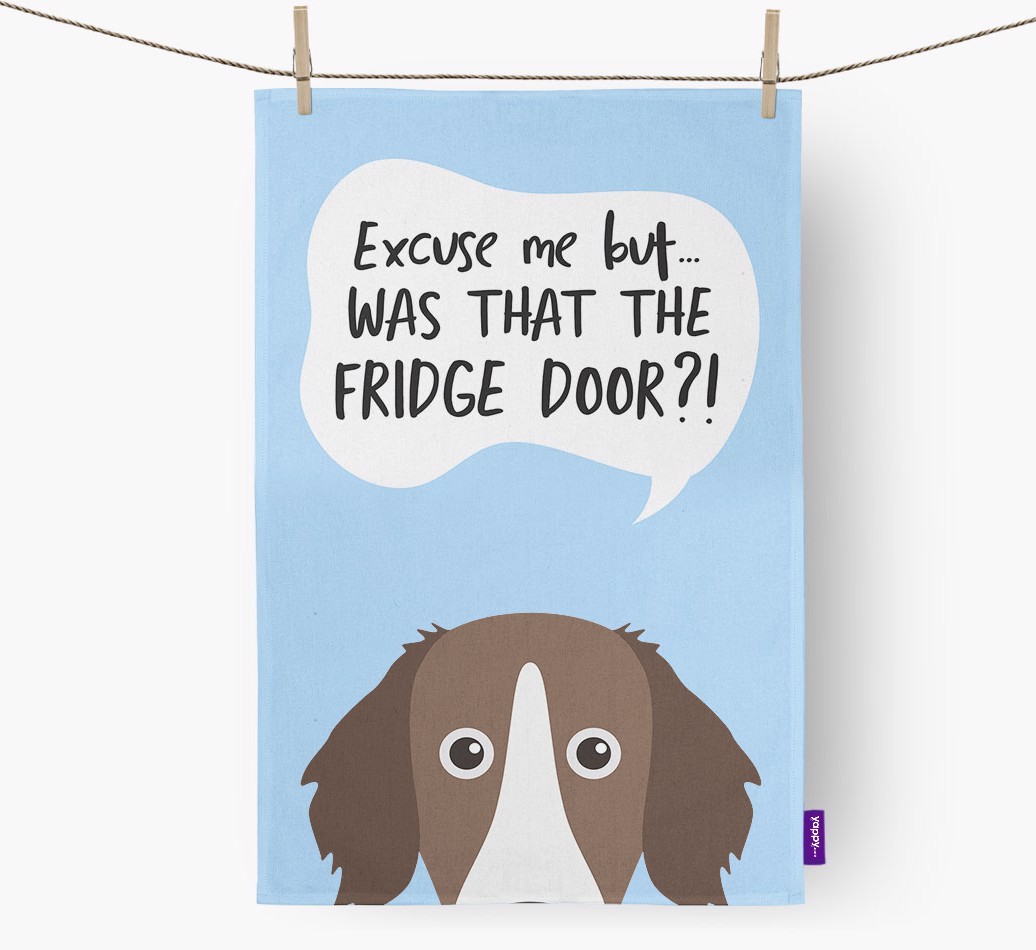 '...Was That The Fridge Door?!' - Personalised {breedFullName} Tea Towel