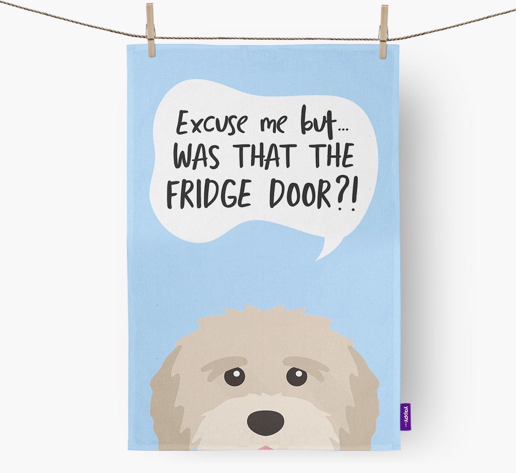 '...Was That The Fridge Door?!' - Personalised {breedFullName} Tea Towel