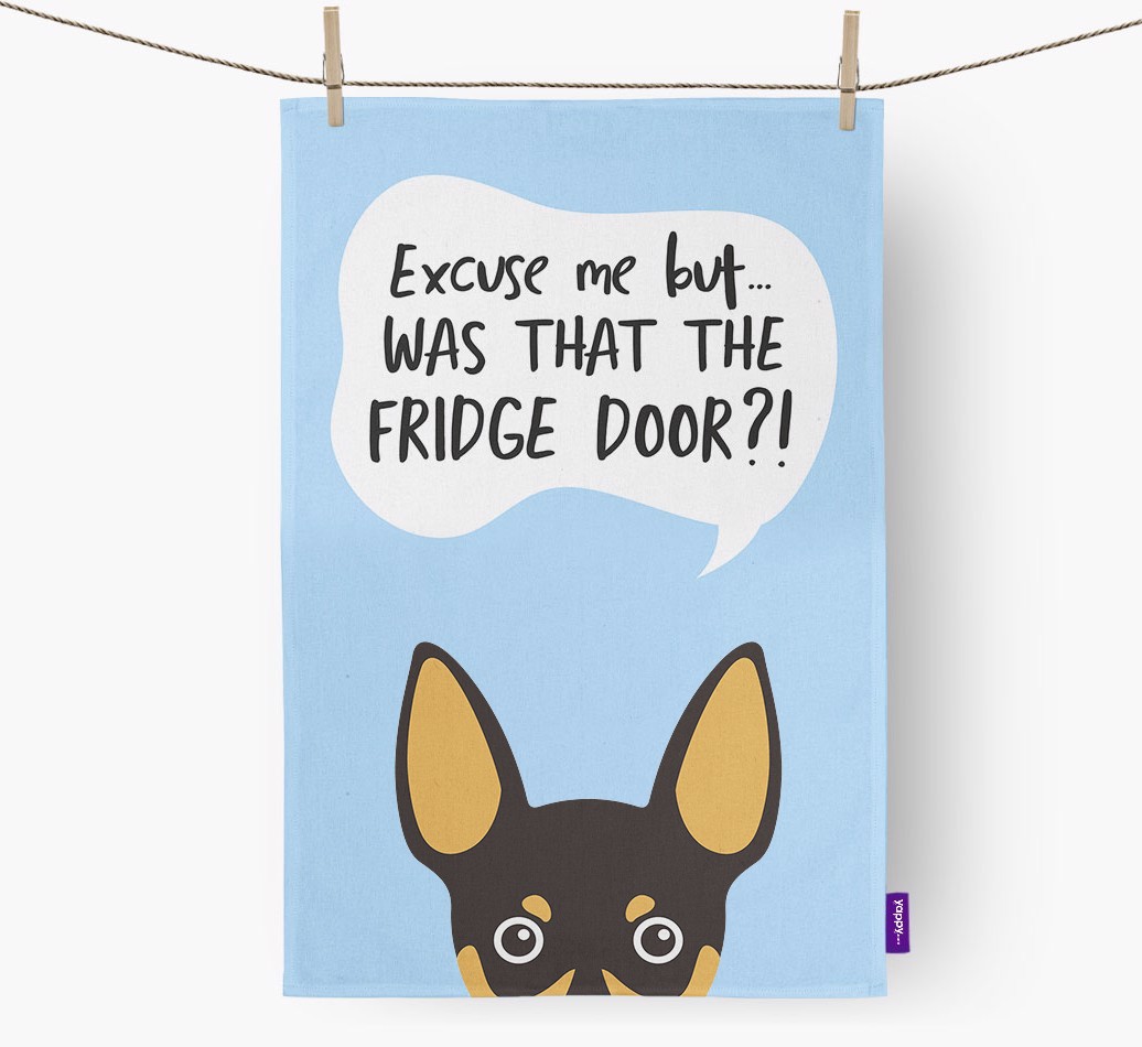 '...Was That The Fridge Door?!' - Personalised {breedFullName} Tea Towel