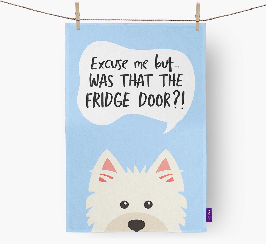 '...Was That The Fridge Door?!' - Personalised {breedFullName} Tea Towel