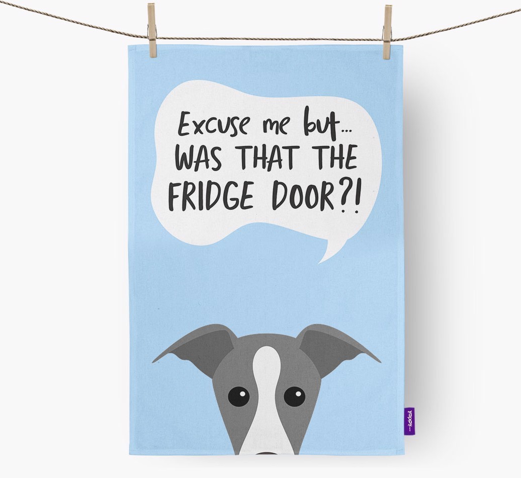 '...Was That The Fridge Door?!' - Personalized {breedFullName} Dish Towel