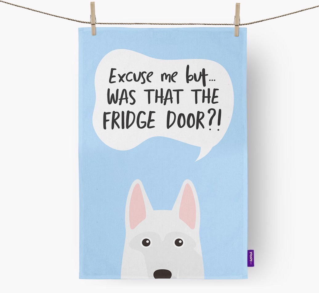 '...Was That The Fridge Door?!' - Personalised {breedFullName} Tea Towel