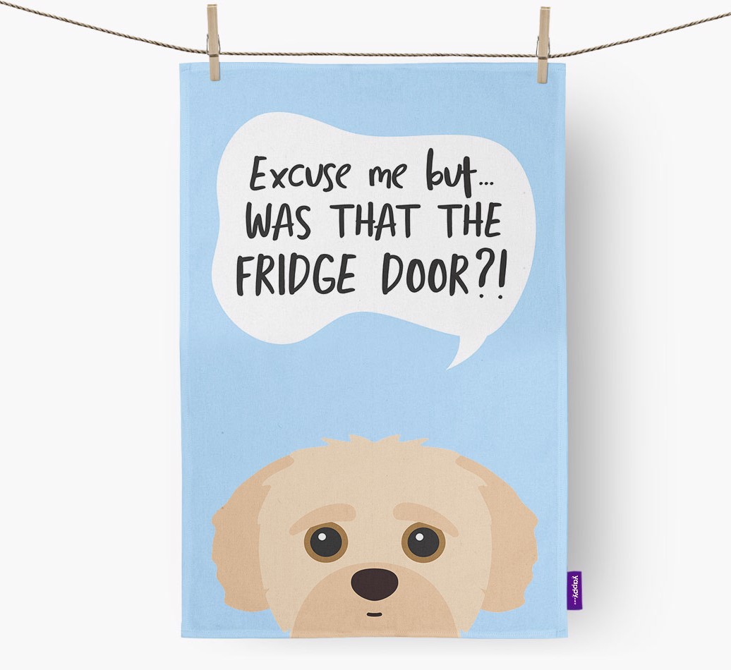 '...Was That The Fridge Door?!' - Personalised {breedFullName} Tea Towel