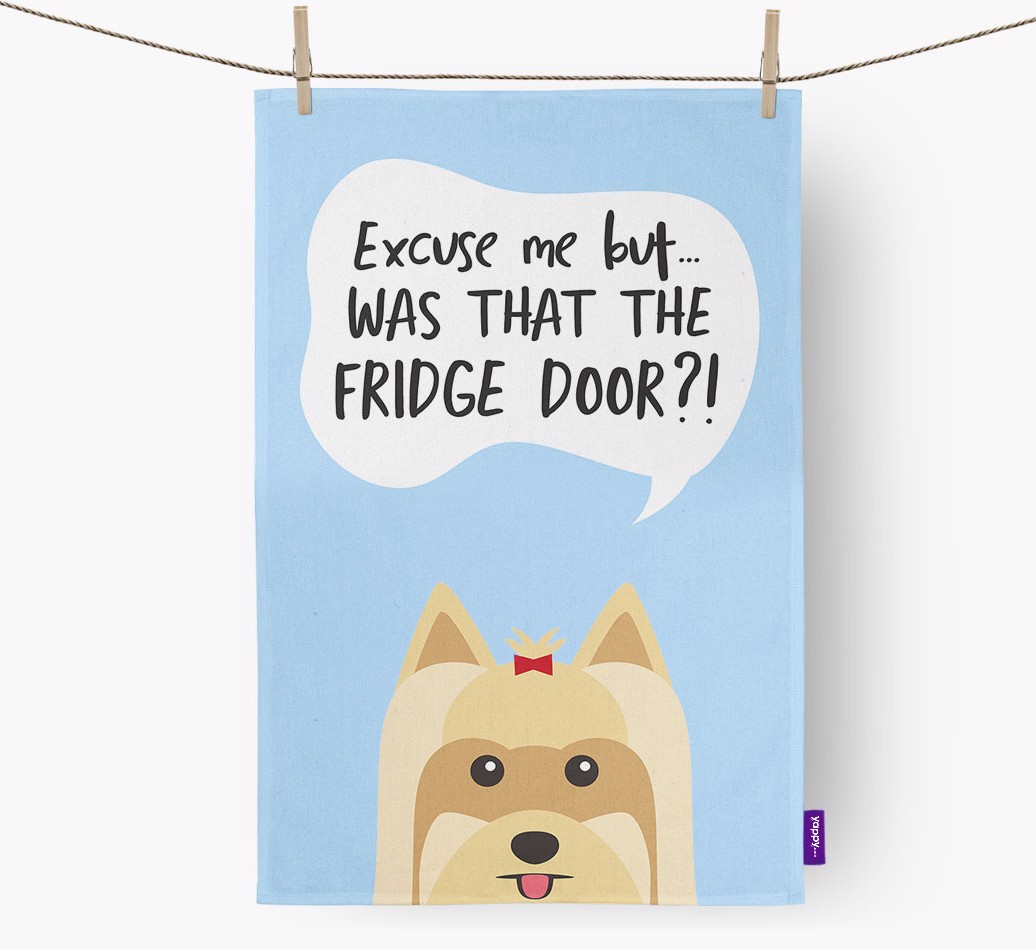 '...Was That The Fridge Door?!' - Personalised {breedFullName} Tea Towel