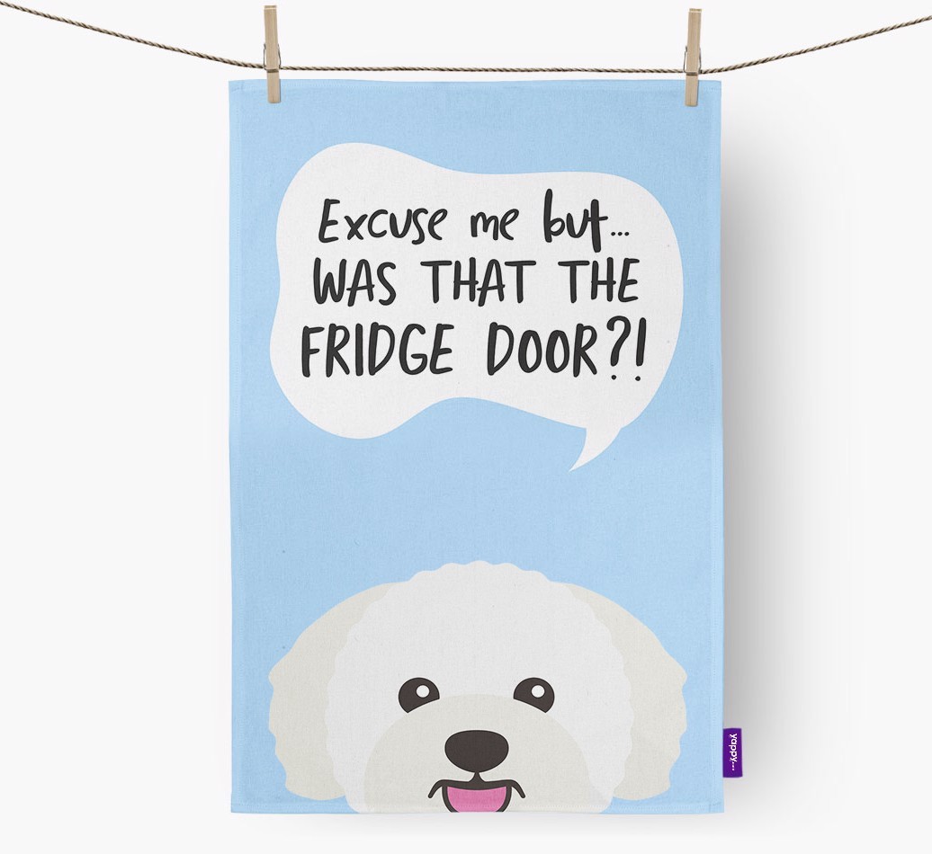 '...Was That The Fridge Door?!' - Personalised {breedFullName} Tea Towel