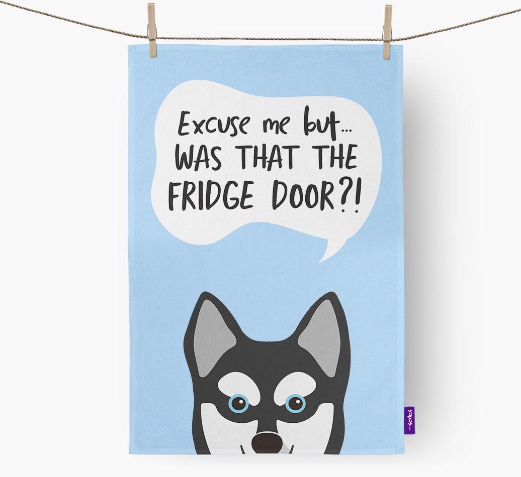 '...Was That The Fridge Door?!' - Personalized {breedFullName} Dish Towel