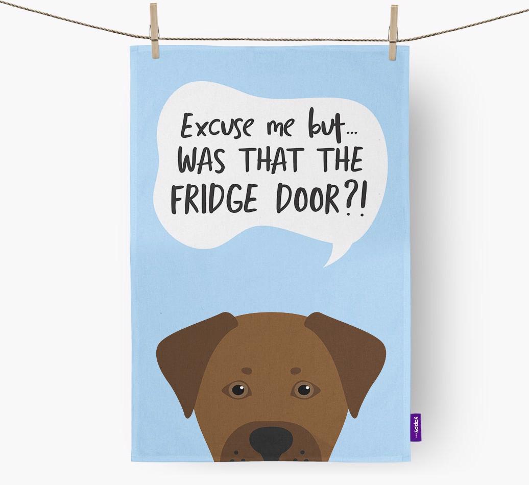 '...Was That The Fridge Door?!' - Personalized {breedFullName} Dish Towel