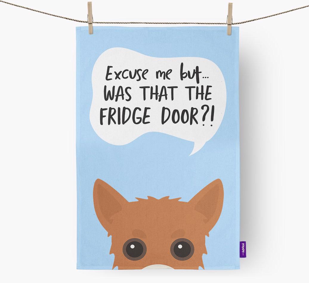 '...Was That The Fridge Door?!' - Personalized {breedFullName} Dish Towel