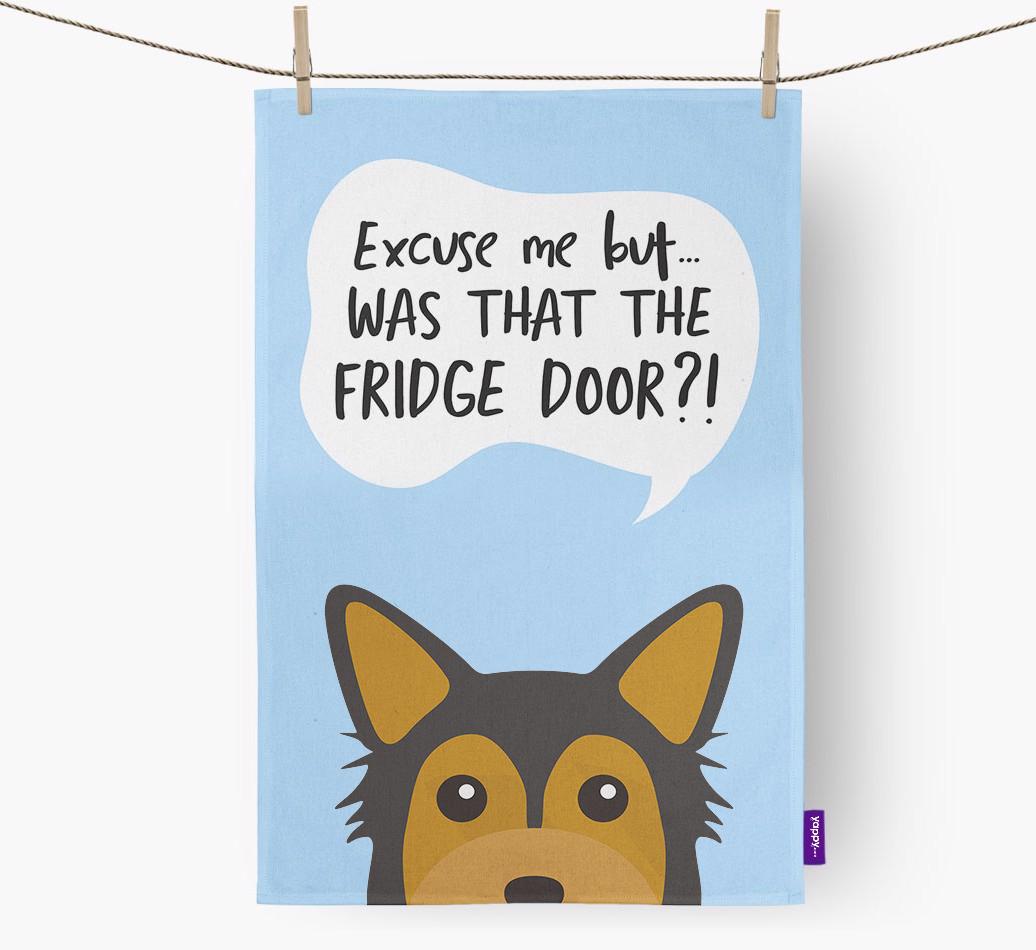 '...Was That The Fridge Door?!' - Personalized {breedFullName} Dish Towel