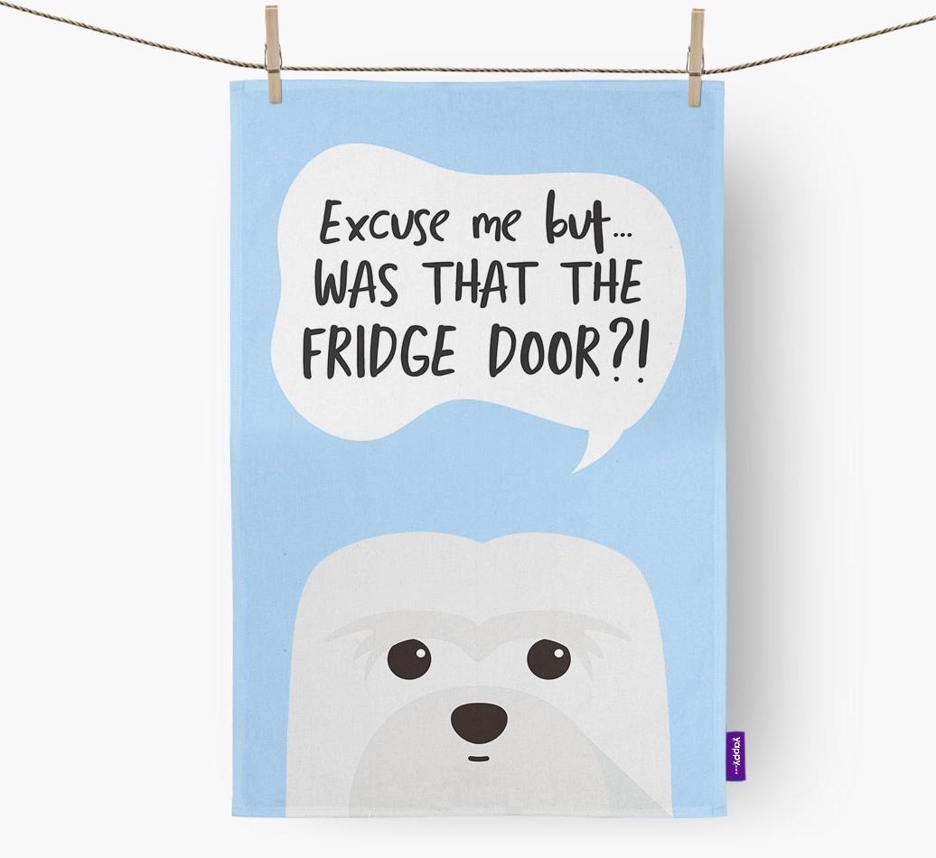 '...Was That The Fridge Door?!' - Personalized {breedFullName} Dish Towel