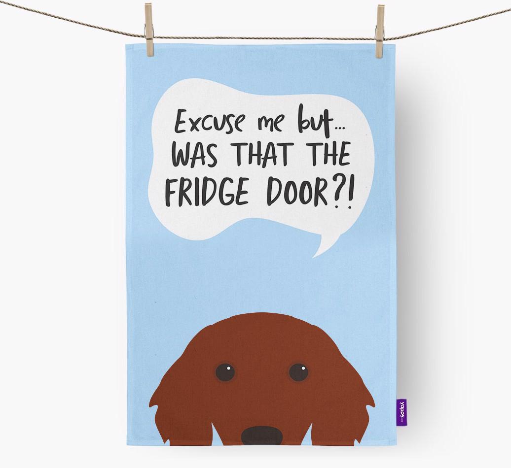 '...Was That The Fridge Door?!' - Personalized {breedFullName} Dish Towel