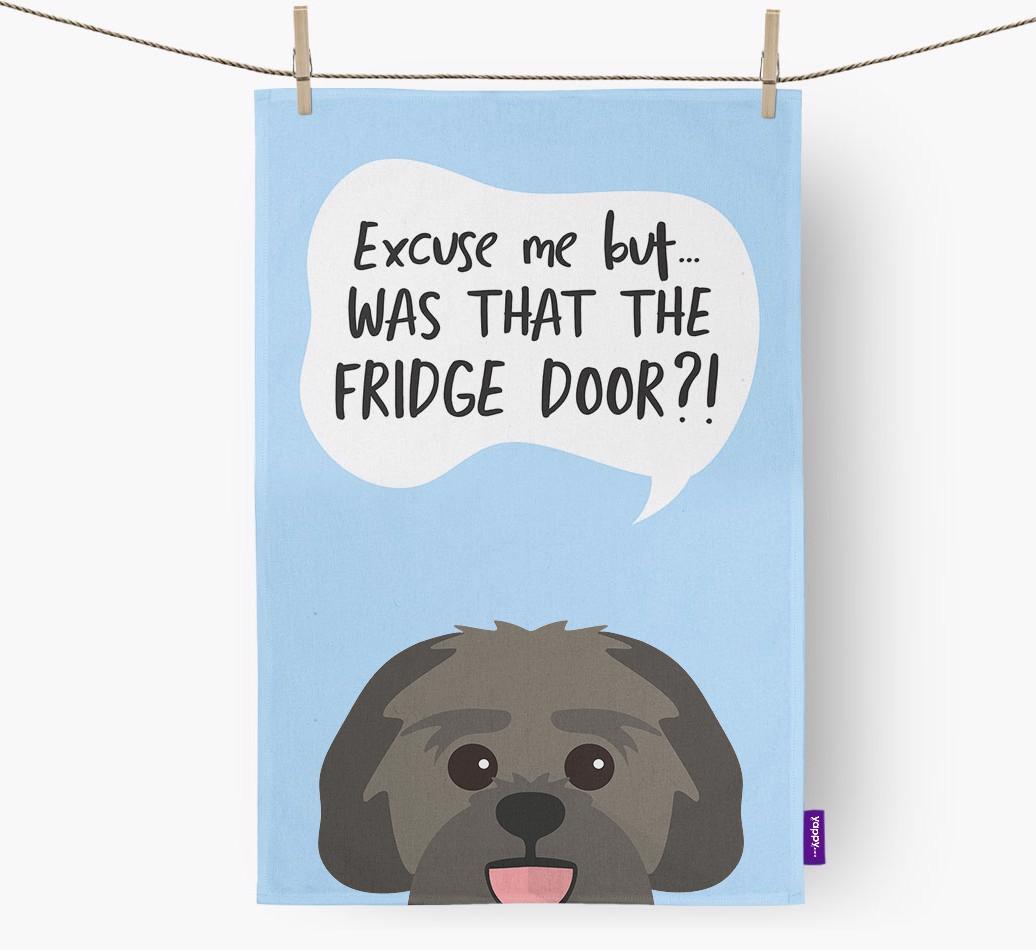 '...Was That The Fridge Door?!' - Personalized {breedFullName} Dish Towel
