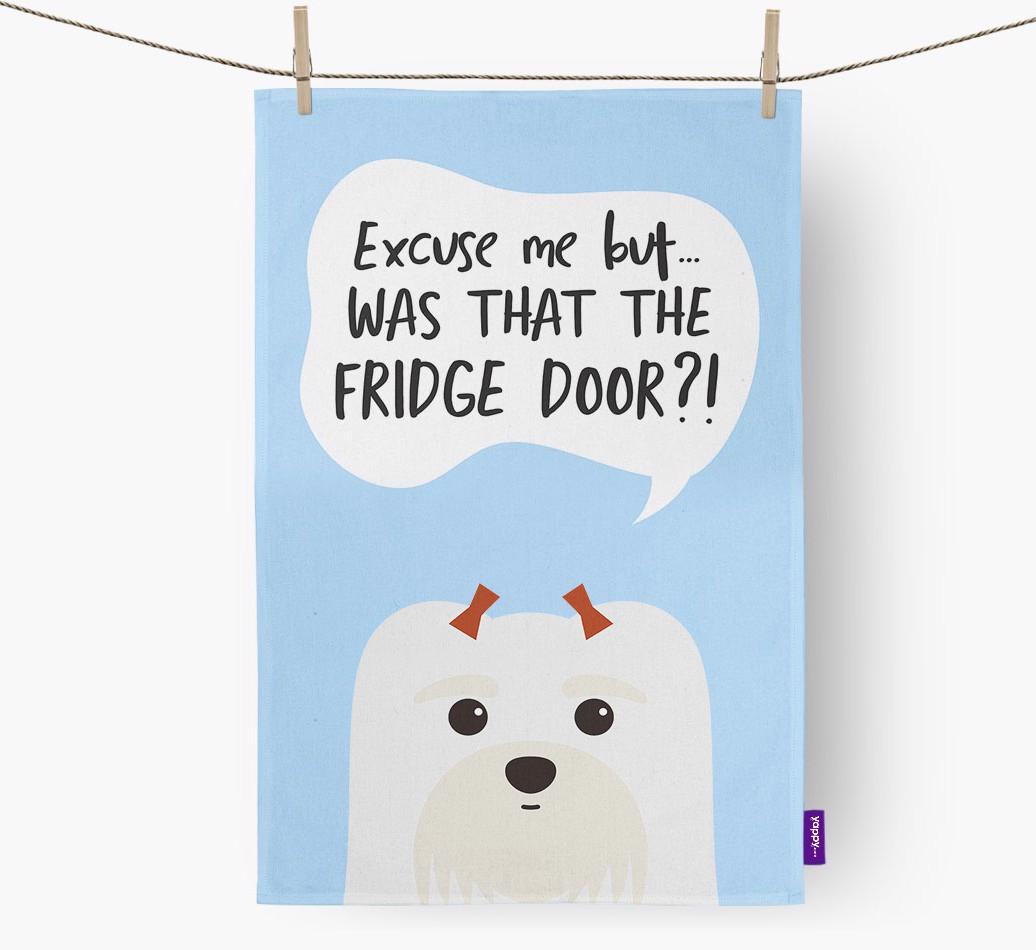 '...Was That The Fridge Door?!' - Personalized {breedFullName} Dish Towel