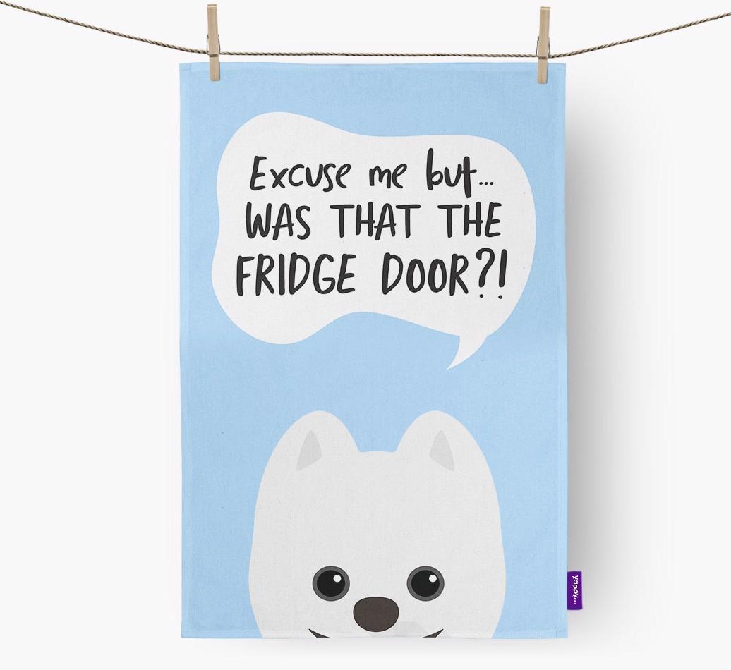 '...Was That The Fridge Door?!' - Personalized {breedFullName} Dish Towel