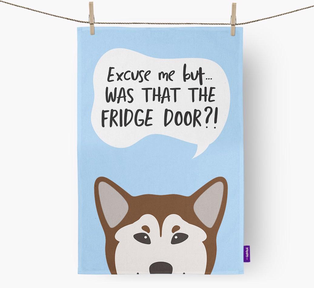 '...Was That The Fridge Door?!' - Personalized {breedFullName} Dish Towel