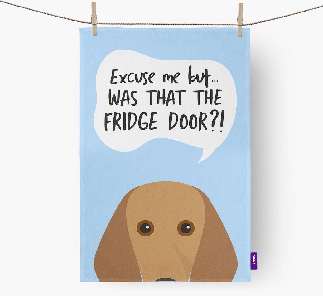 '...Was That The Fridge Door?!' - Personalized {breedFullName} Dish Towel