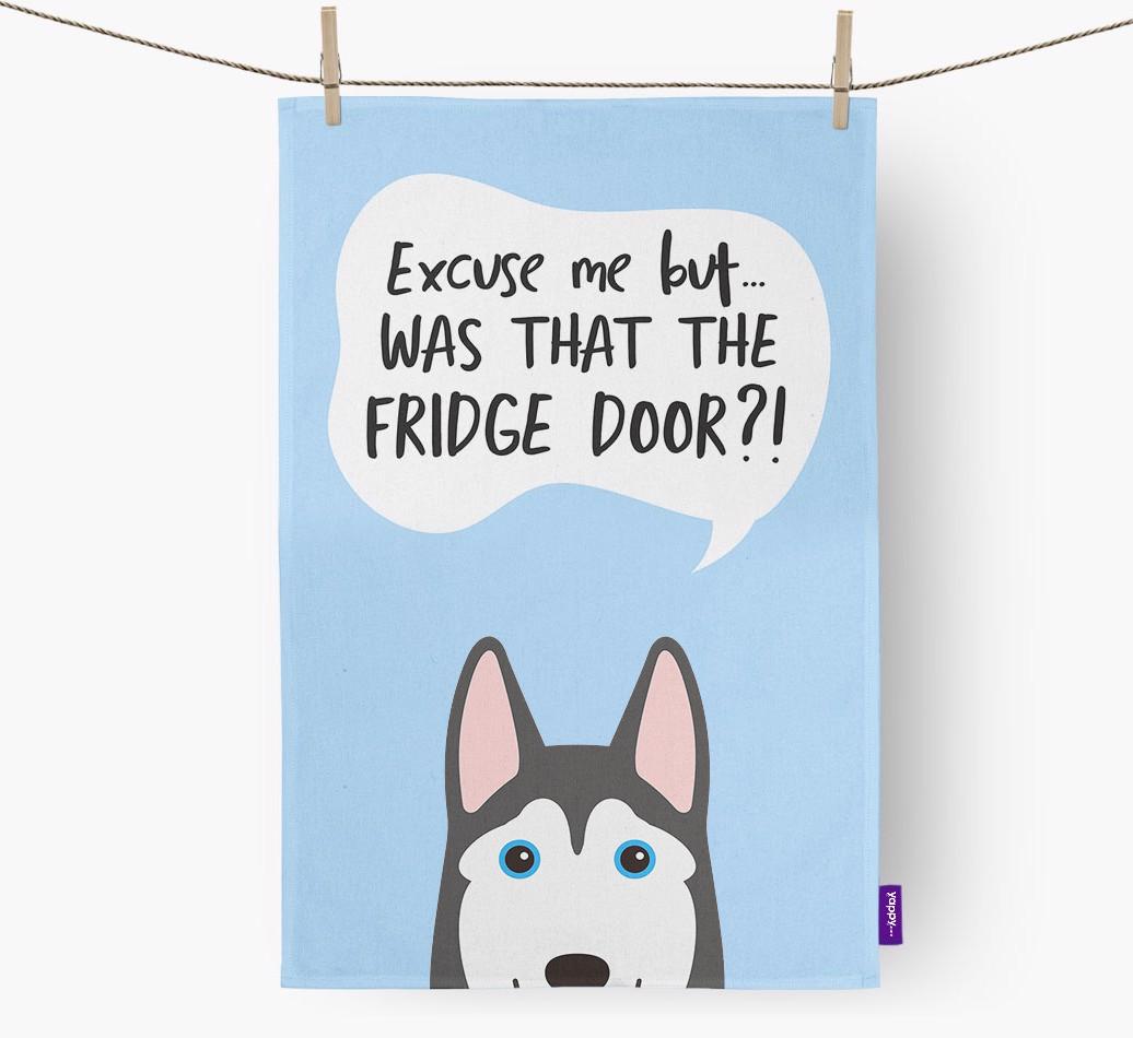 '...Was That The Fridge Door?!' - Personalized {breedFullName} Dish Towel