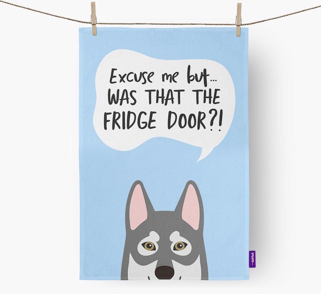 '...Was That The Fridge Door?!' - Personalized {breedFullName} Dish Towel