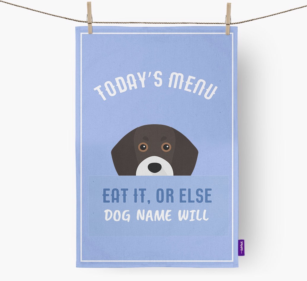 'Eat It, Or Else {dogsName} Will' - Personalized {breedFullName} Dish Towel