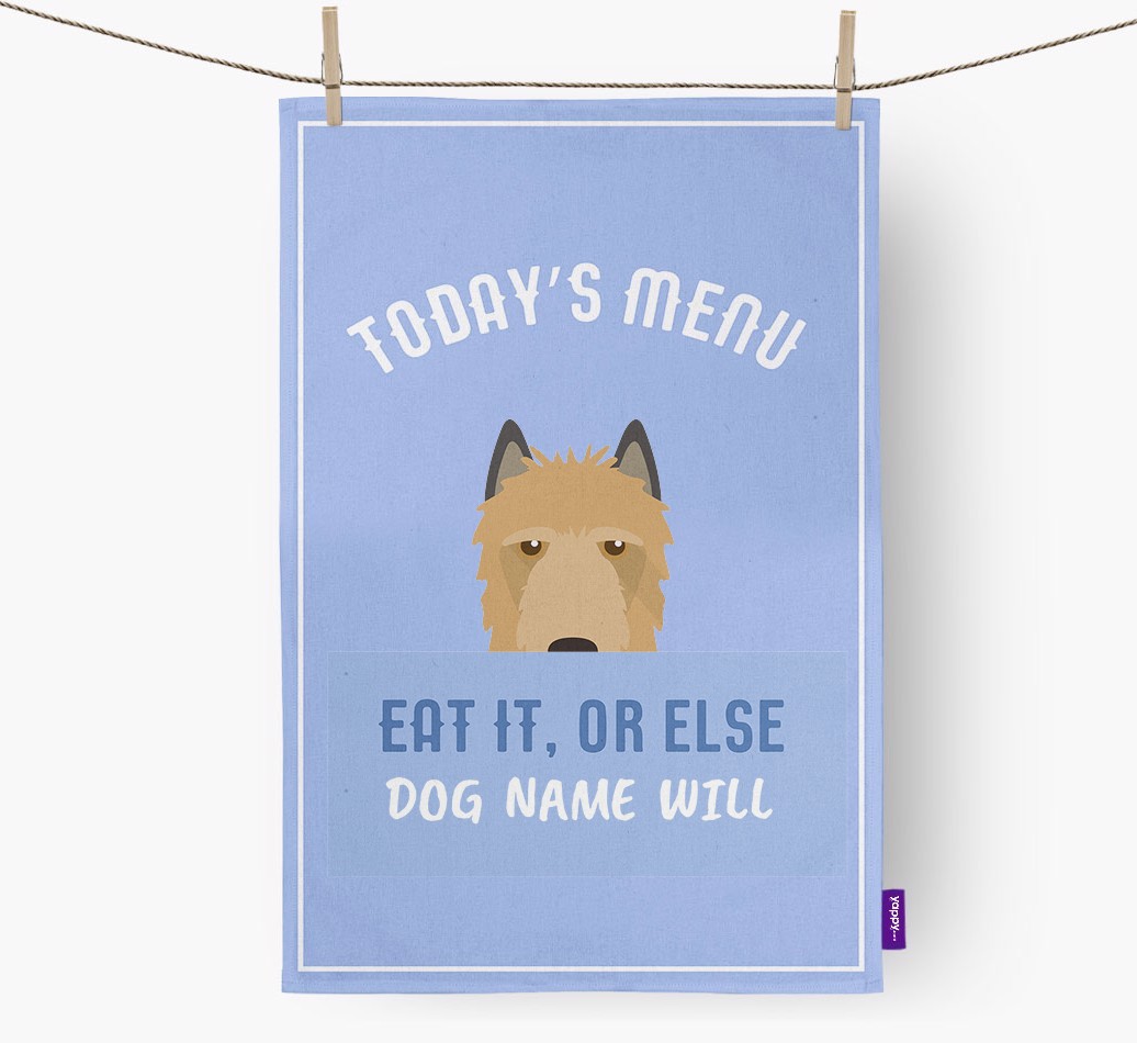 'Eat It, Or Else {dogsName} Will' - Personalized {breedFullName} Dish Towel
