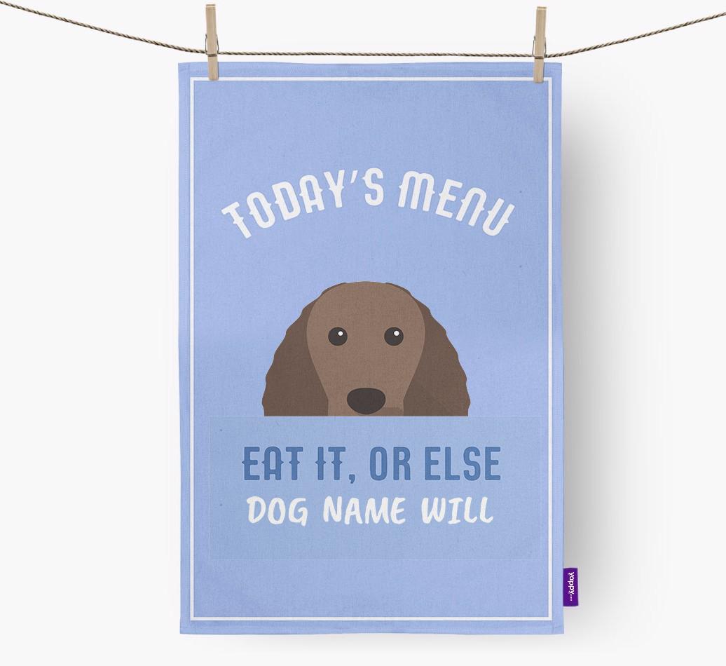 'Eat It, Or Else {dogsName} Will' - Personalized {breedFullName} Dish Towel