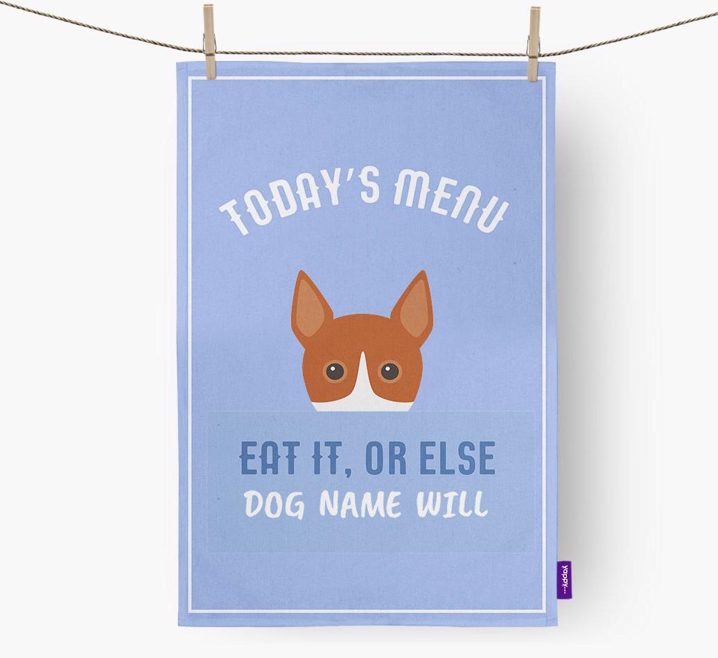 'Eat It, Or Else {dogsName} Will' - Personalized {breedFullName} Dish Towel